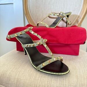 Valentino Garavani Rockstud Green Strappy Heels size 10
